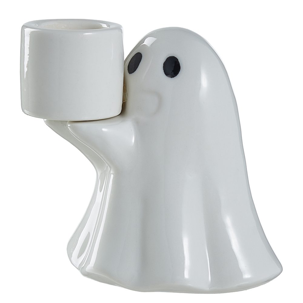 HALLOWEEN Svícen na dlouhou svíčku duch - bílá