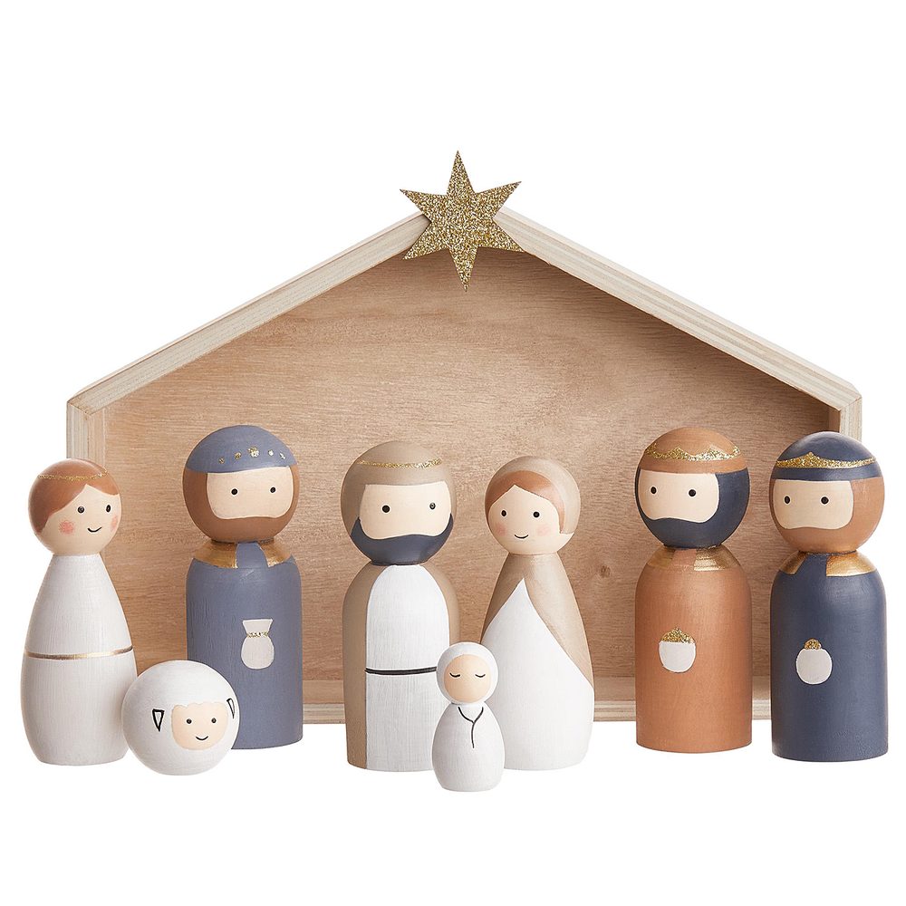 X-MAS Dřevěný betlém 9 dílů