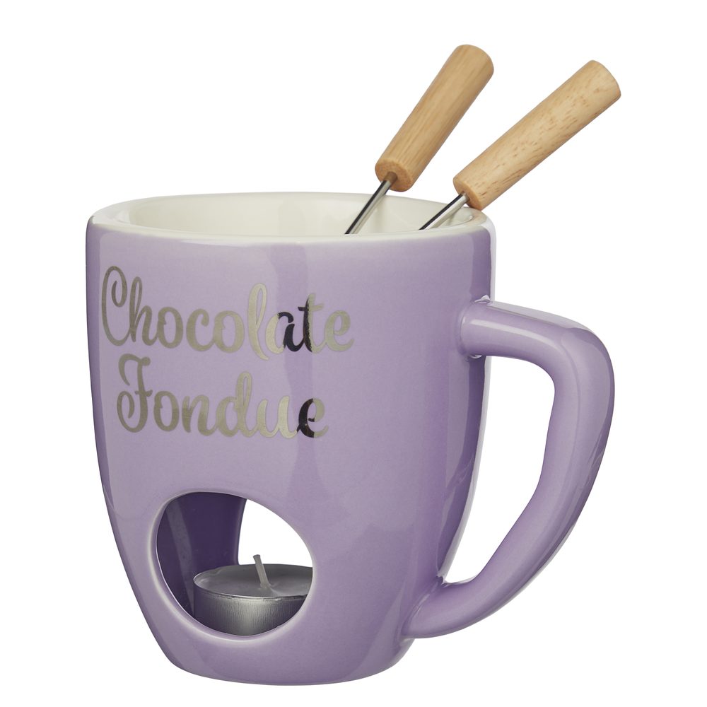 CHOCOLATE FONDUE Hrnek se 2 vidličkami - fialová