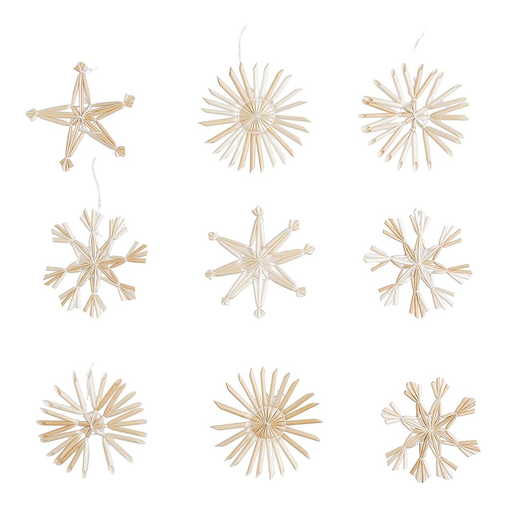 X-MAS Slaměné ozdoby 36 ks 6 cm - bílá