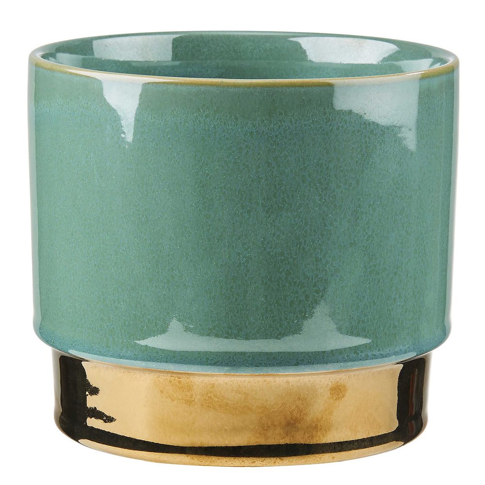Levně GOLDEN TOUCH Květináč 15 cm - pastelově zelená/zlatá
