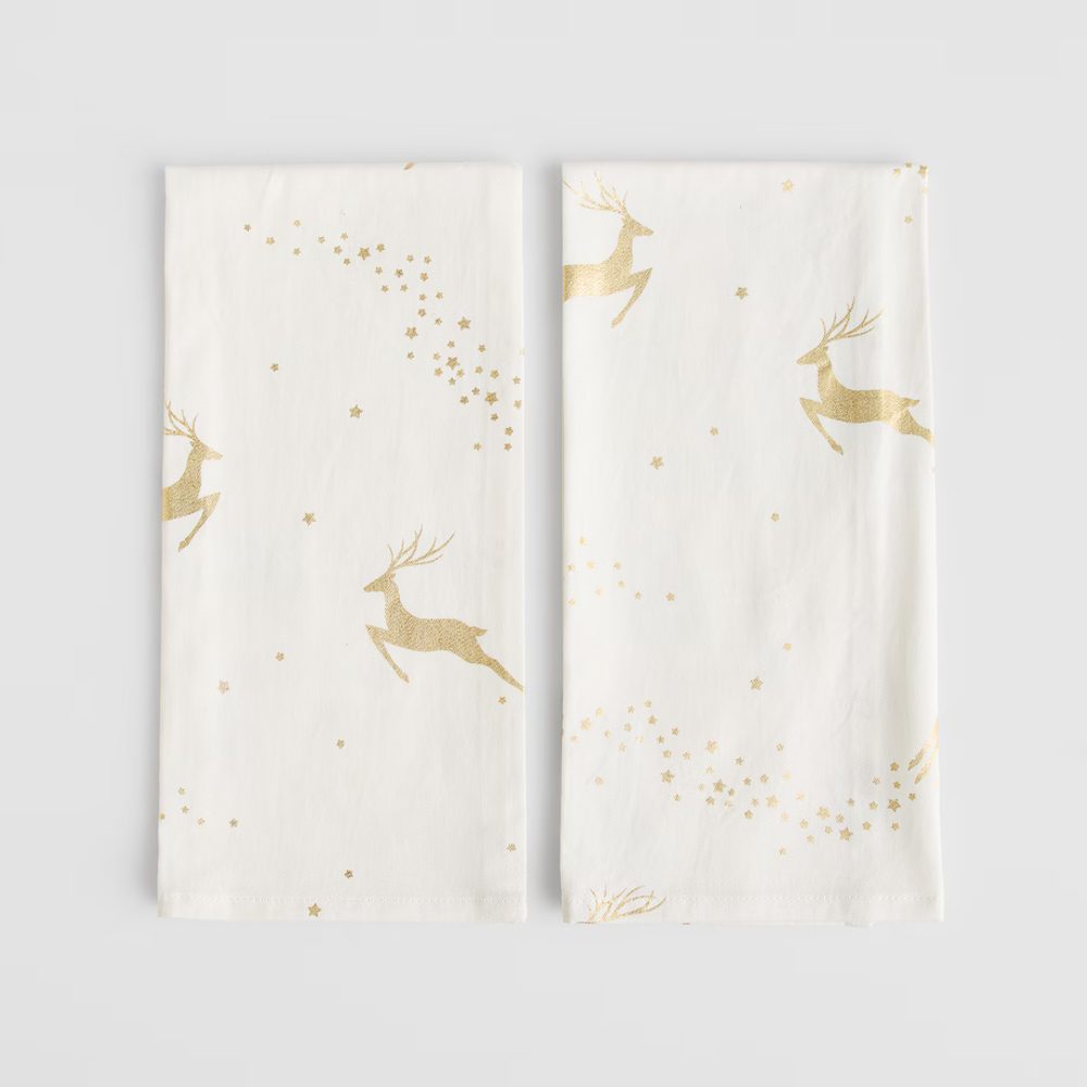 HOME & YOU Sada kuchyňských utěrek 2 ks 45 x 65 cm - bílá/zlatá