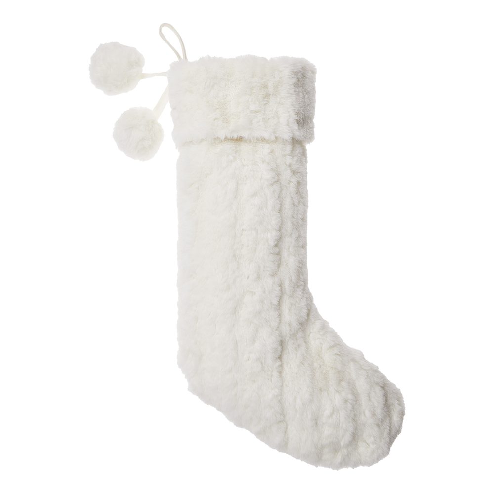 X-MAS Vánoční punčocha umělá kožešina - krémová