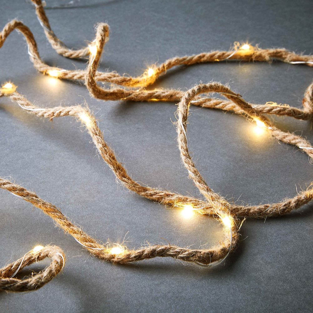 Fotografie FARMHOUSE Venkovní světelný řetěz přírodní lano 100 světel se zástrčkou