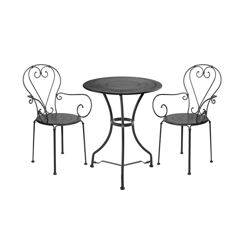 Fotografie CENTURY Set zahradního nábytku 2 ks židle s područkami a 1 ks stůl - černá CENTURY
