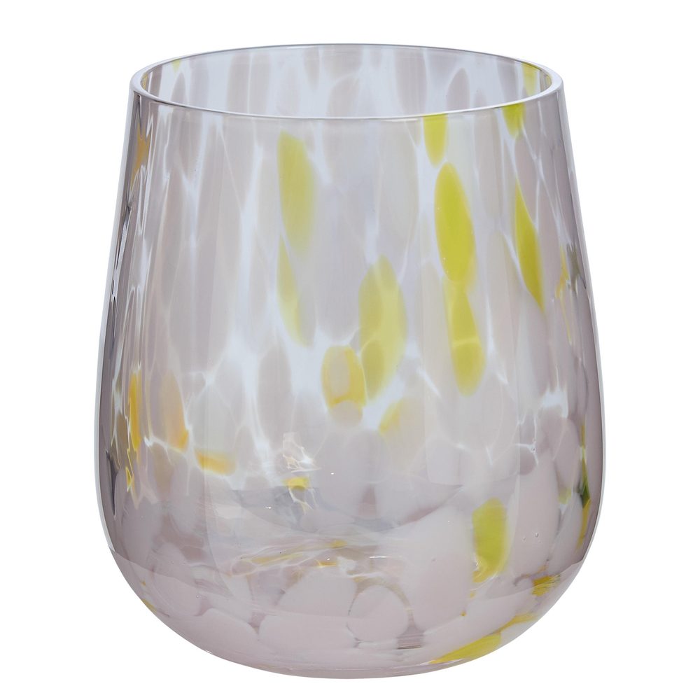 CONFETTI Sklenice 450 ml - růžová/žlutá