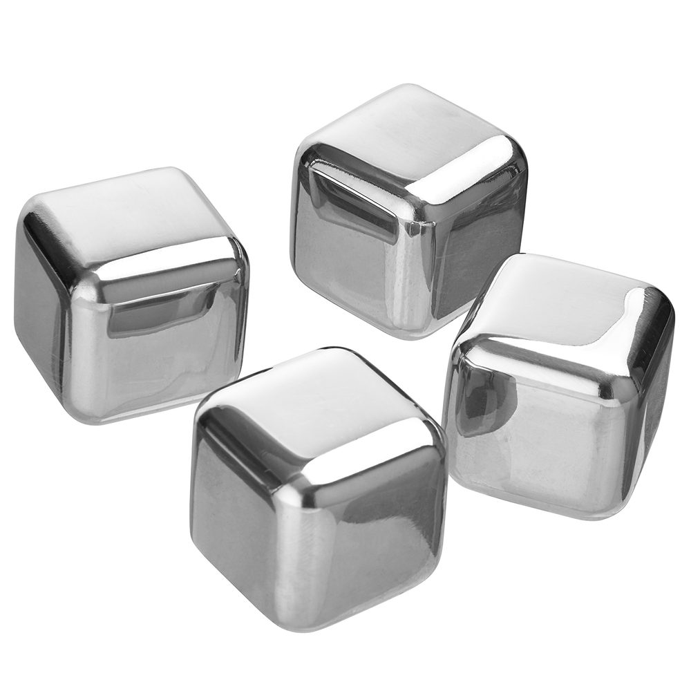 Fotografie COLD AS ICE Kostky ledu z ušlechtilé oceli set 4 ks - stříbrná