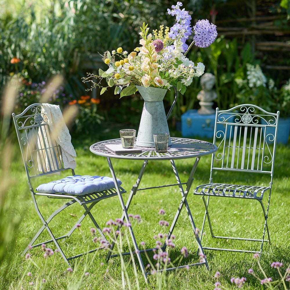 TERRACE HILL Balkónový set 2 ks židle a 1 ks stůl - šedá