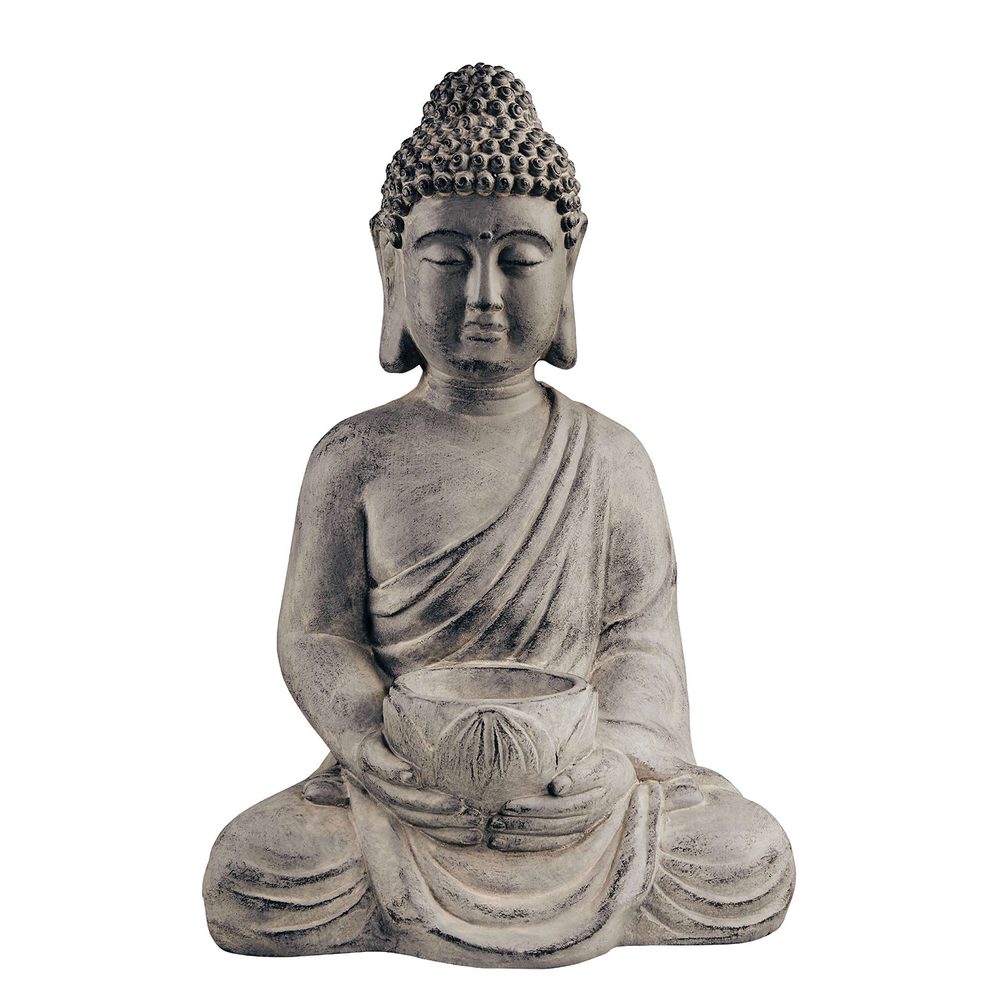 BUDDHA Socha sedícího Buddhy s táckem na svíčku (obrázek 4)