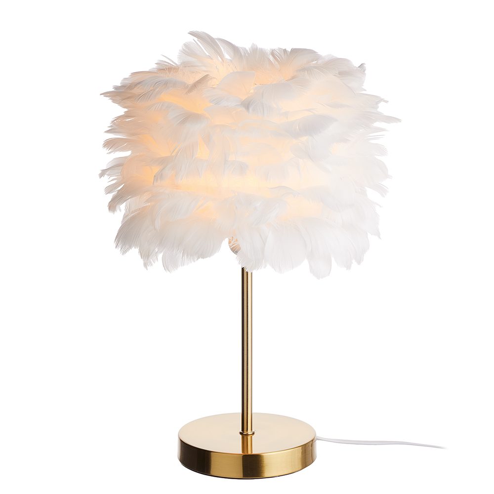 ODETTE Stolní lampa s peříčky - zlatá