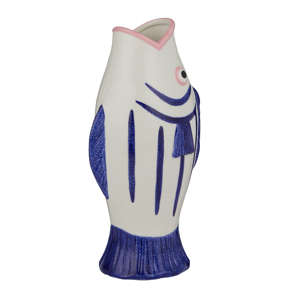 BACALHAU Váza ryba 15 cm - tm. modrá/bílá (obrázek 3)
