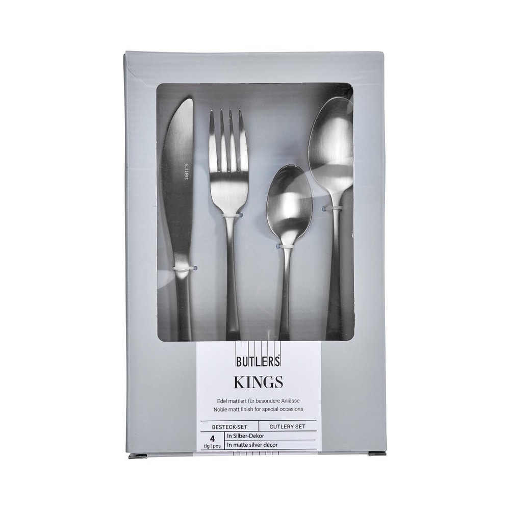 KINGS Příbor Set 4 ks - stříbrná