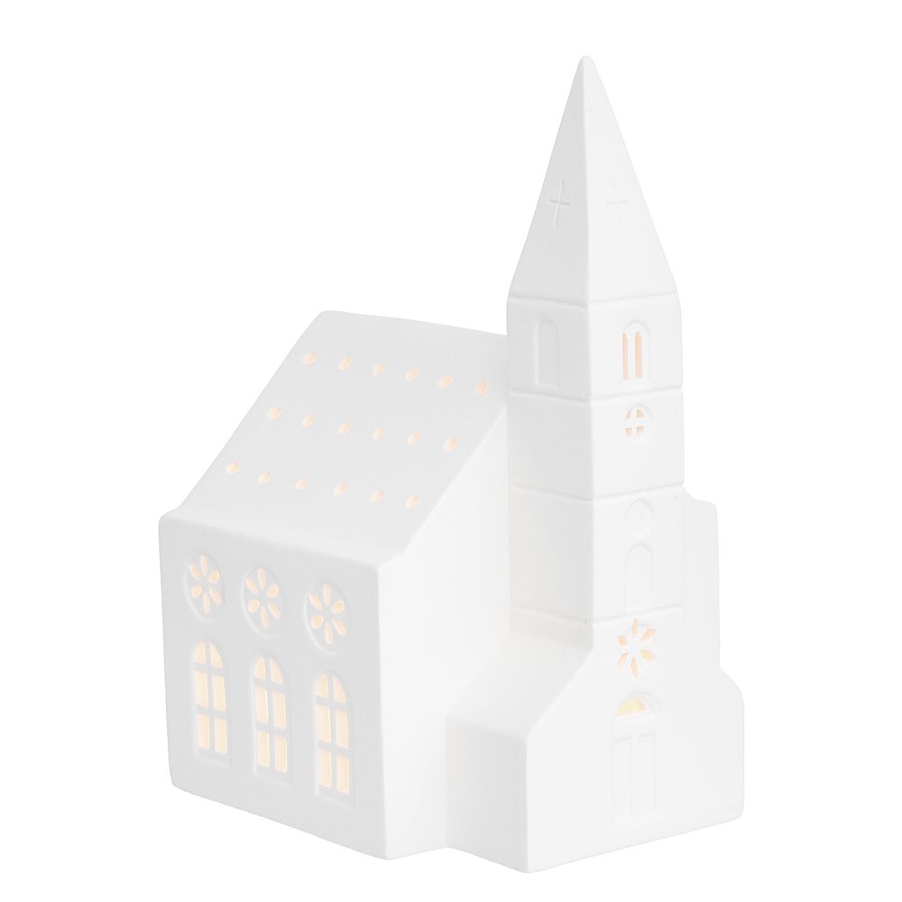 WHITE CHRISTMAS Svícen na čajovou svíčku kostel