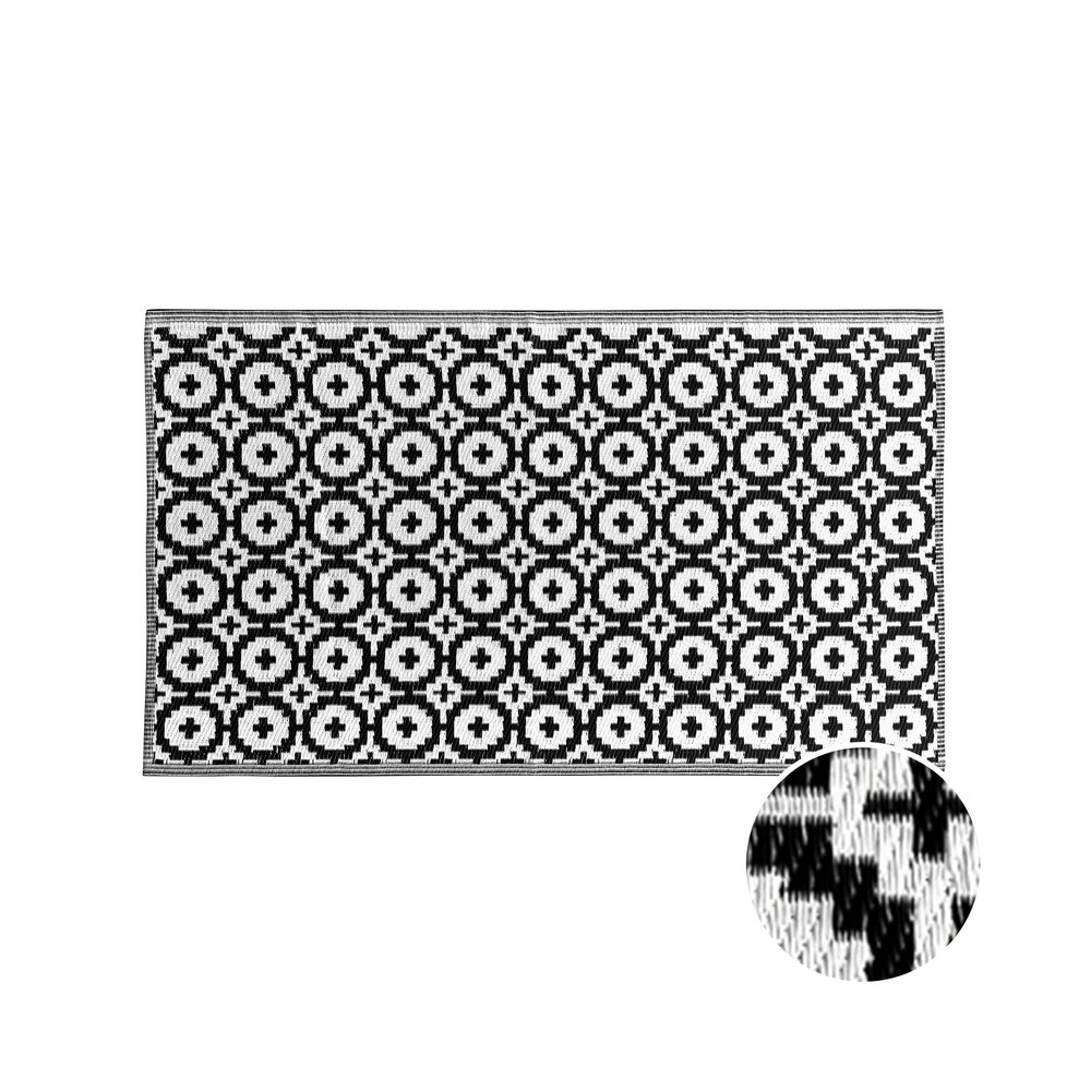 COLOUR CLASH Venkovní koberec mozaika 150 x 90 cm - černá/bílá
