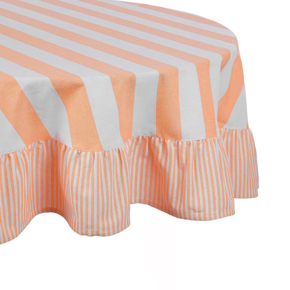 LITTLE ITALY Ubrus kulatý 180 cm - oranžová/bílá