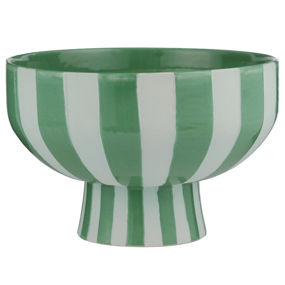 Levně WARM SCANDI Mísa s podstavcem 25 cm - zelená/béžová