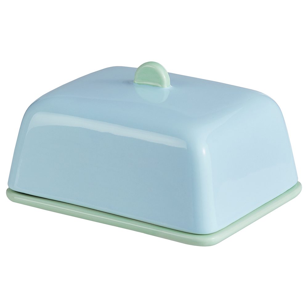 BUTTER Dóza na máslo keramická - modrá/zelená