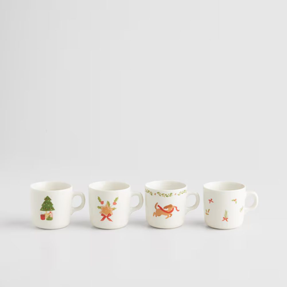 HOME & YOU Sada vánočních hrnků 4 ks 230 ml - bílá