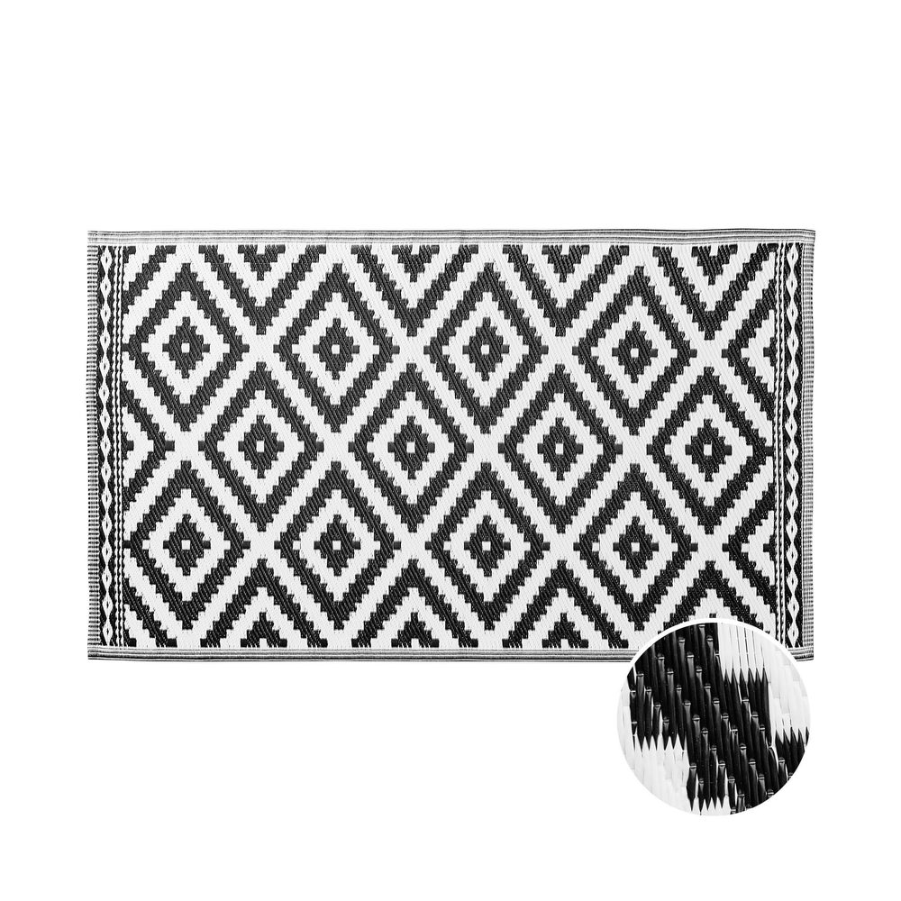 Fotografie COLOUR CLASH Vnitřní a venkovní koberec ethno kosočtverce 150 x 90 cm - bílá/černá COLOUR CLASH A5:P39732