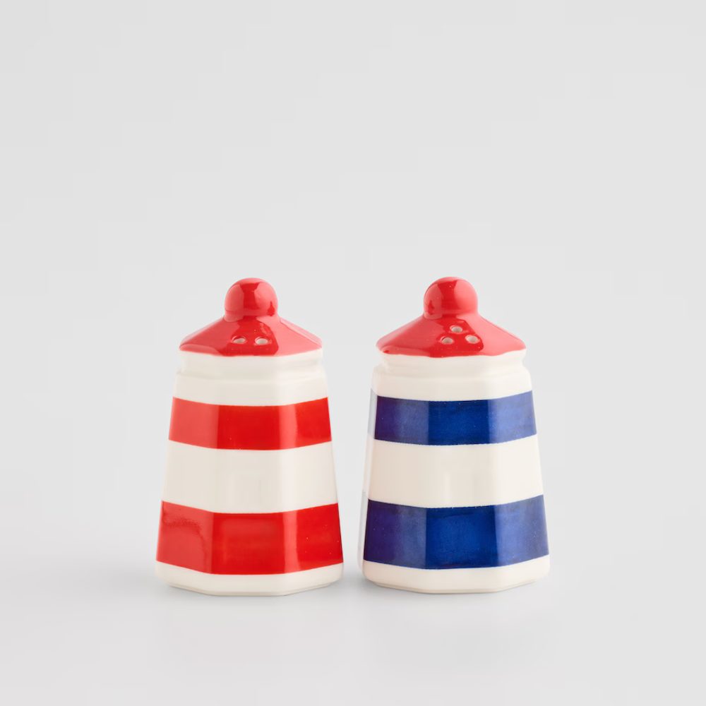 Levně HOME & YOU Solnička a pepřenka maják - červená/modrá