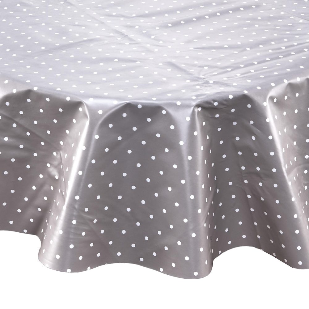 Levně WATERPROOF Ubrus omyvatelný s puntíky průměr 140 cm - šedá