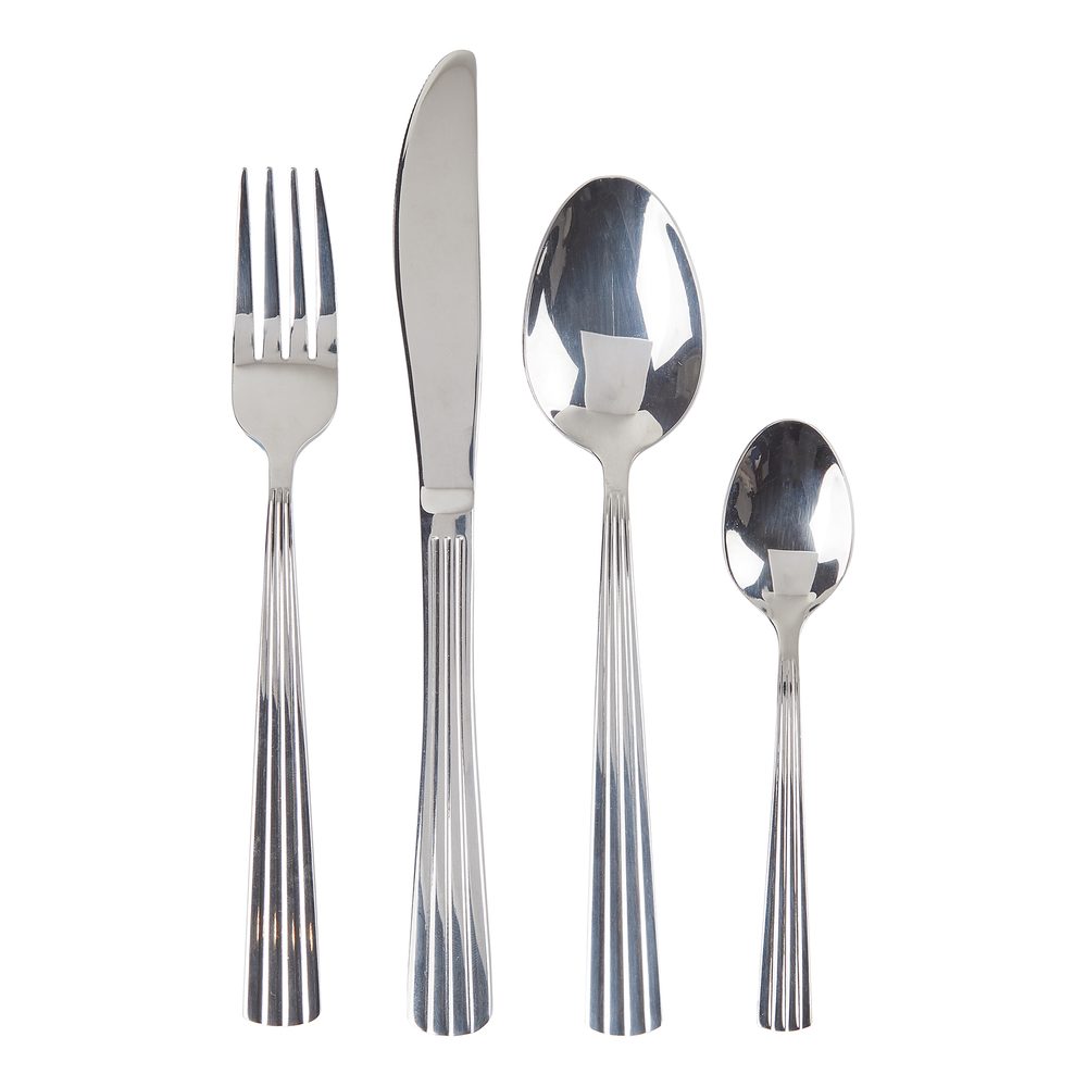 DUKE Příbory rýhované lesklé set 4 ks - stříbrná