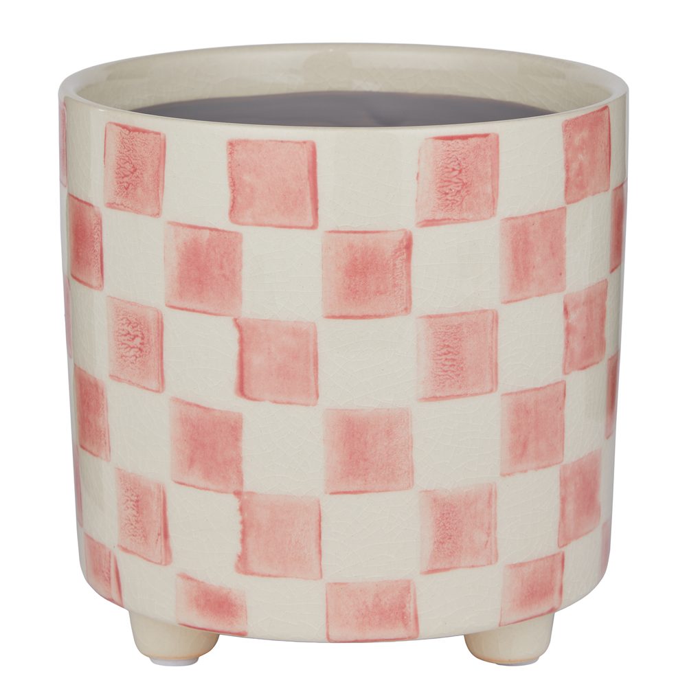 Levně NEW DELFT Květináč šachovnice 13,5 cm - růžová