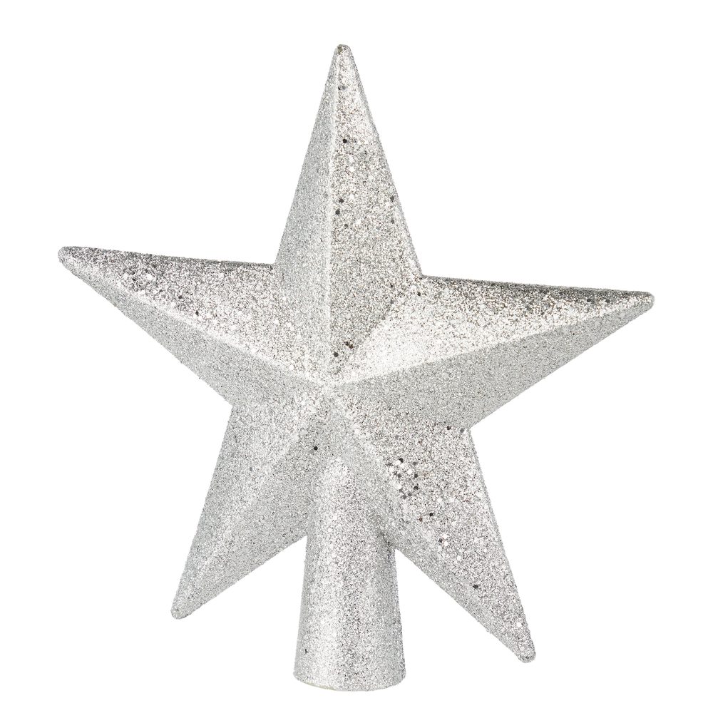 Levně X-MAS Špice na stromek hvězda třpytivá 20 cm - stříbrná