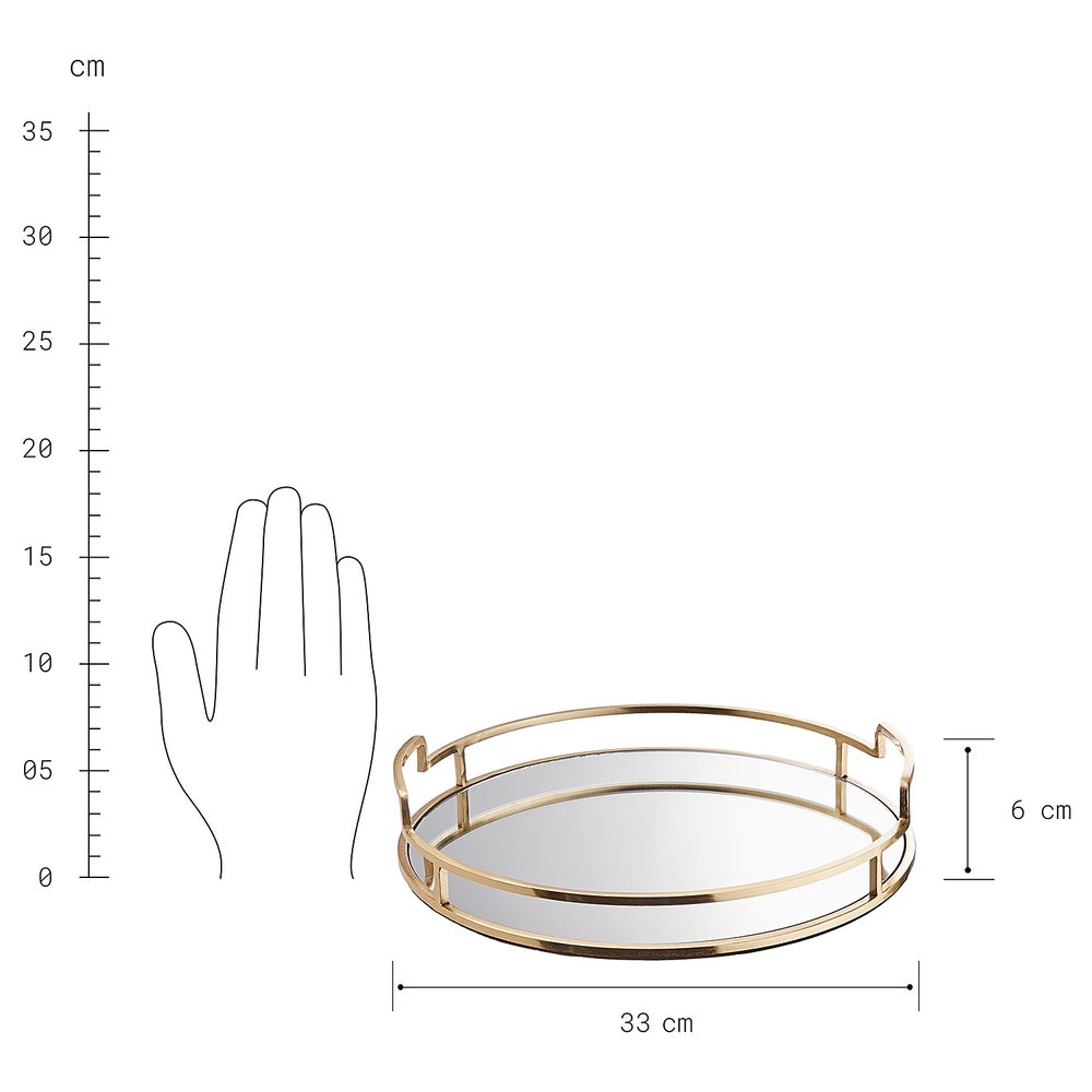ART DÉCO Podnos se zrcadlovou deskou 33 cm - zlatá (obrázek 5)