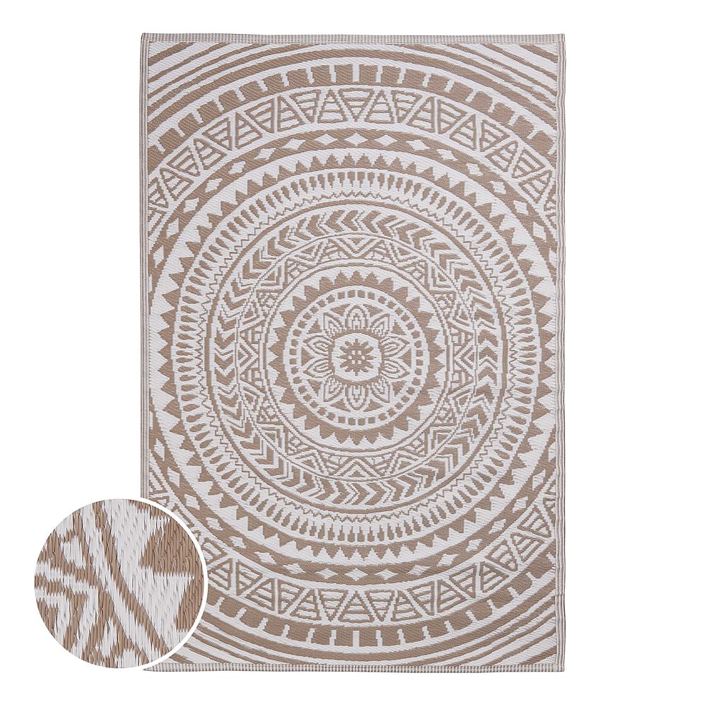 COLOUR CLASH Venkovní koberec kruhy 180 x 118 cm - béžová