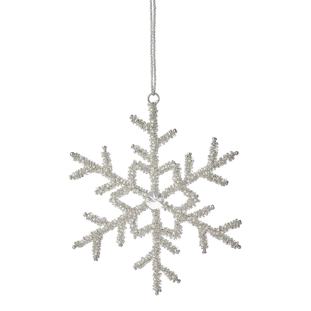 HANG ON Ozdoba sněhová vločka - stříbrná