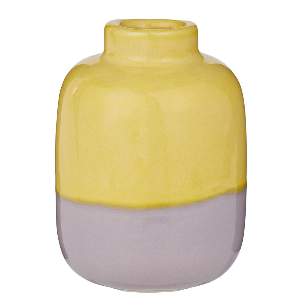 Levně TWO TONE Váza 10 cm - žlutá/fialová