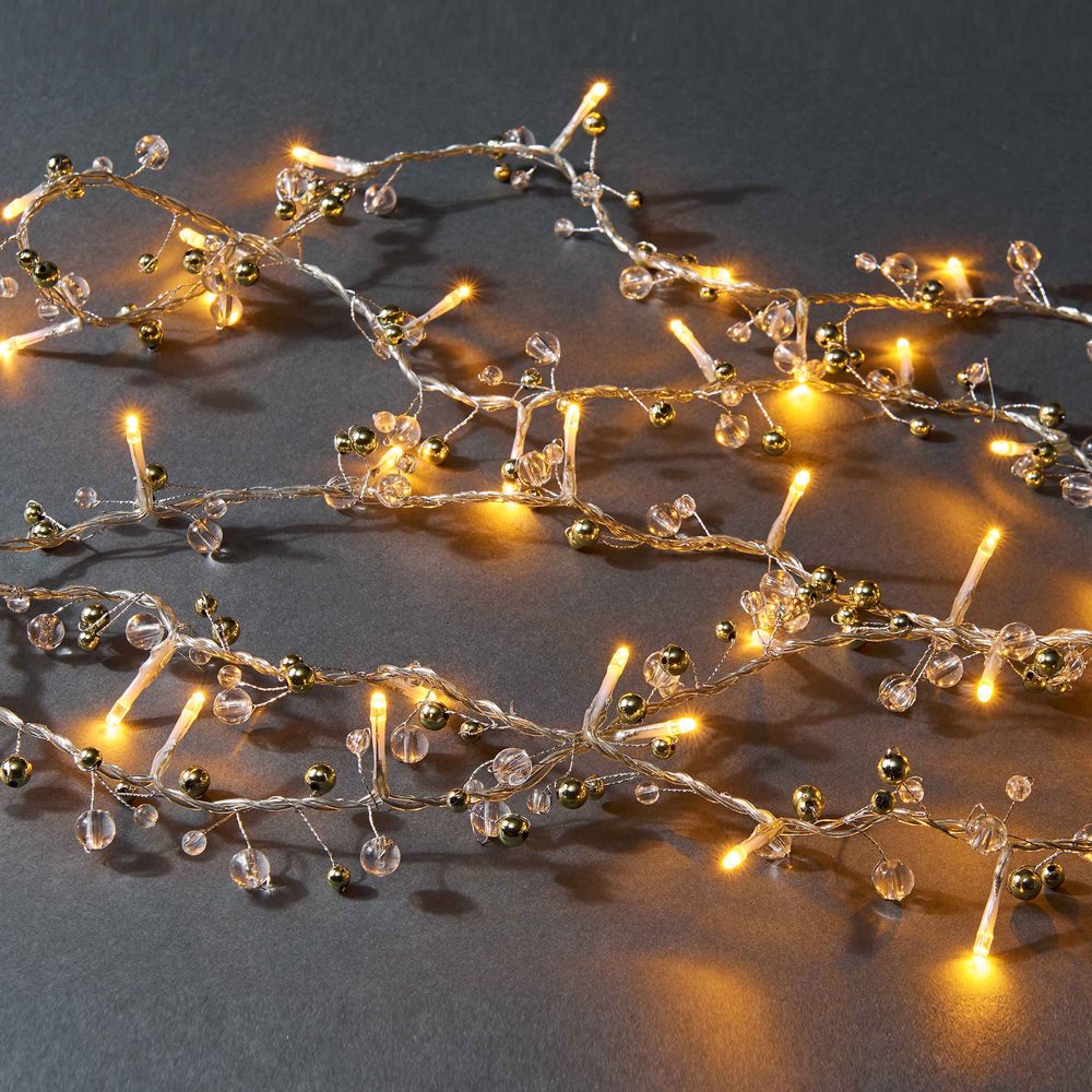 Fotografie JINGLE LIGHTS LED Světelný řetěz s USB s perlami a rolničkami 40 světel