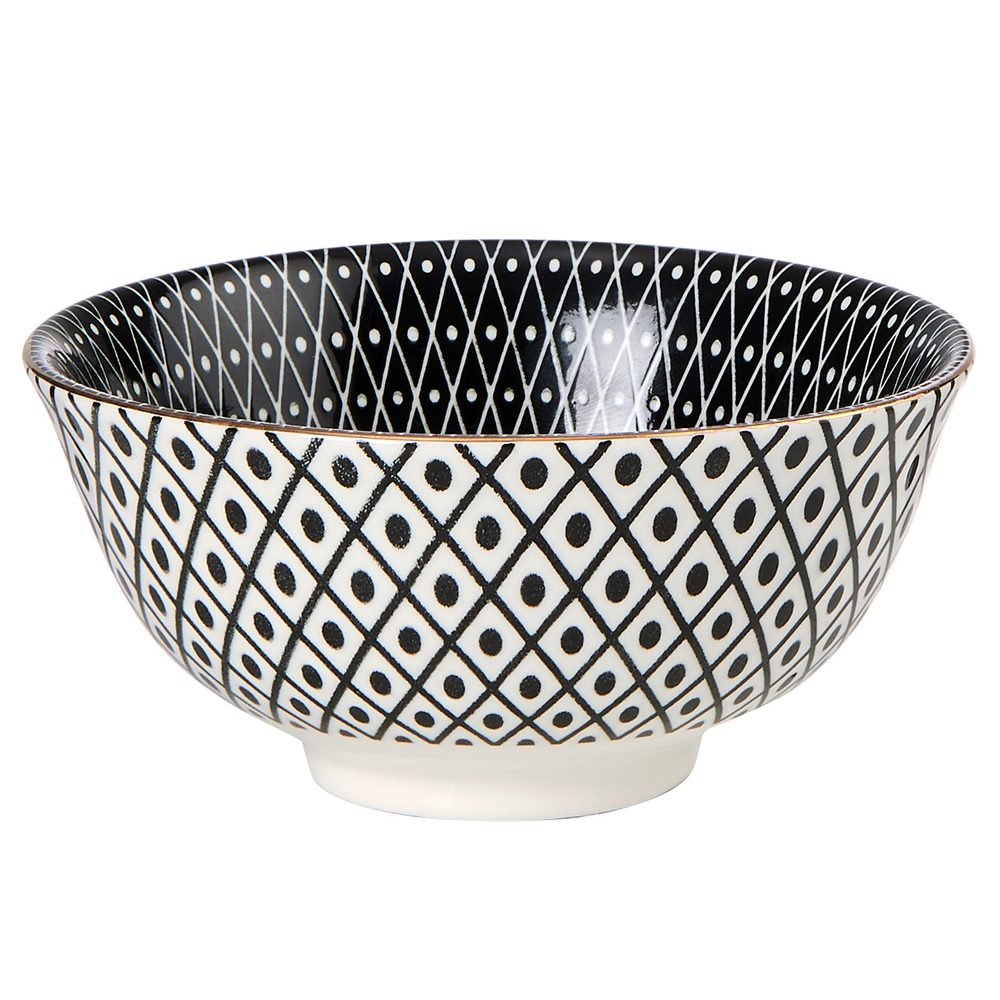 Fotografie ORNAMENTS Miska se zlatým okrajem 240 ml - černá