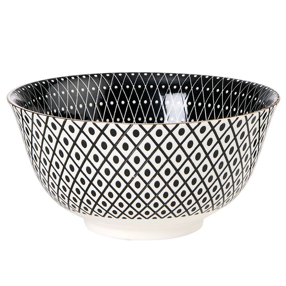 Fotografie ORNAMENTS Miska se zlatým okrajem 520 ml - černá/bílá