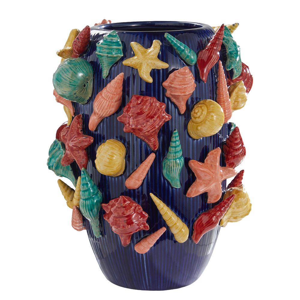 CORAL COAST Váza mořské plody 33 cm - tm. modrá