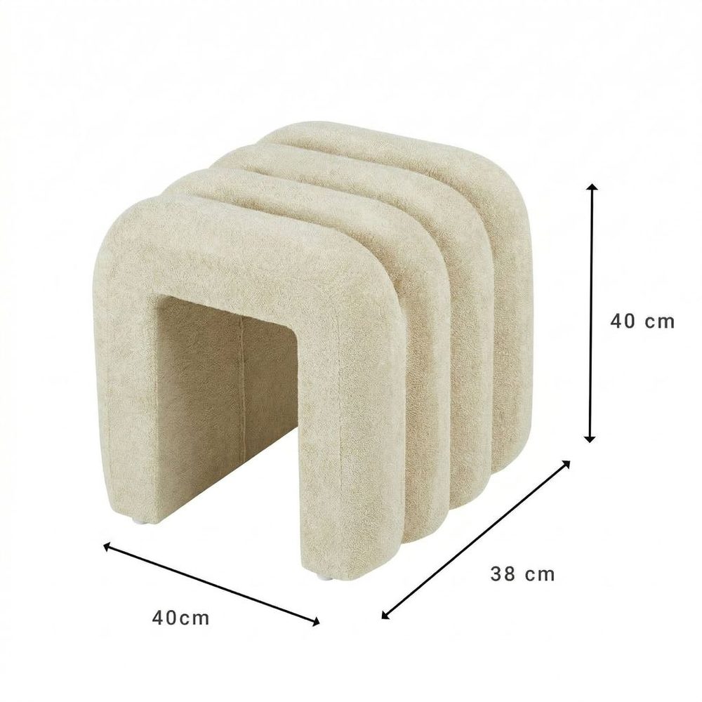 CHENILLE Taburet plyšový 40 cm - krémová (obrázek 5)