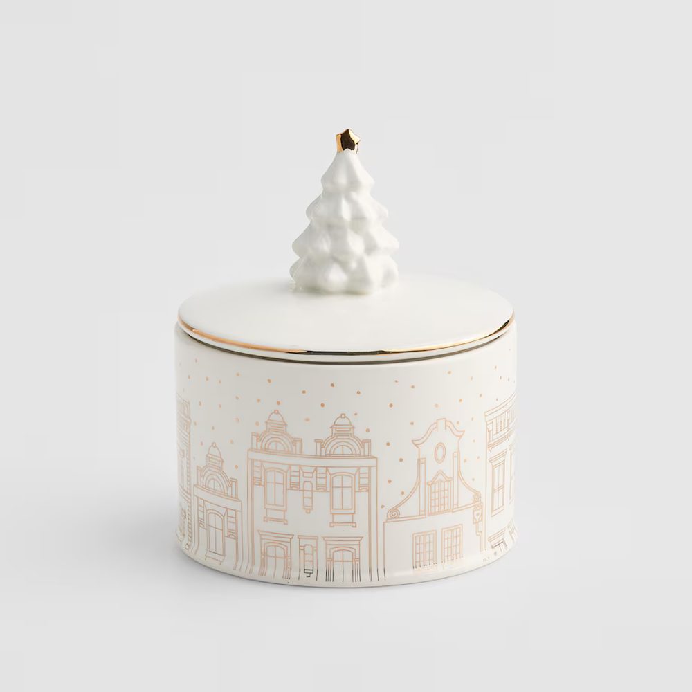 Fotografie HOME & YOU Dóza se stromečkem 20 cm - bílá