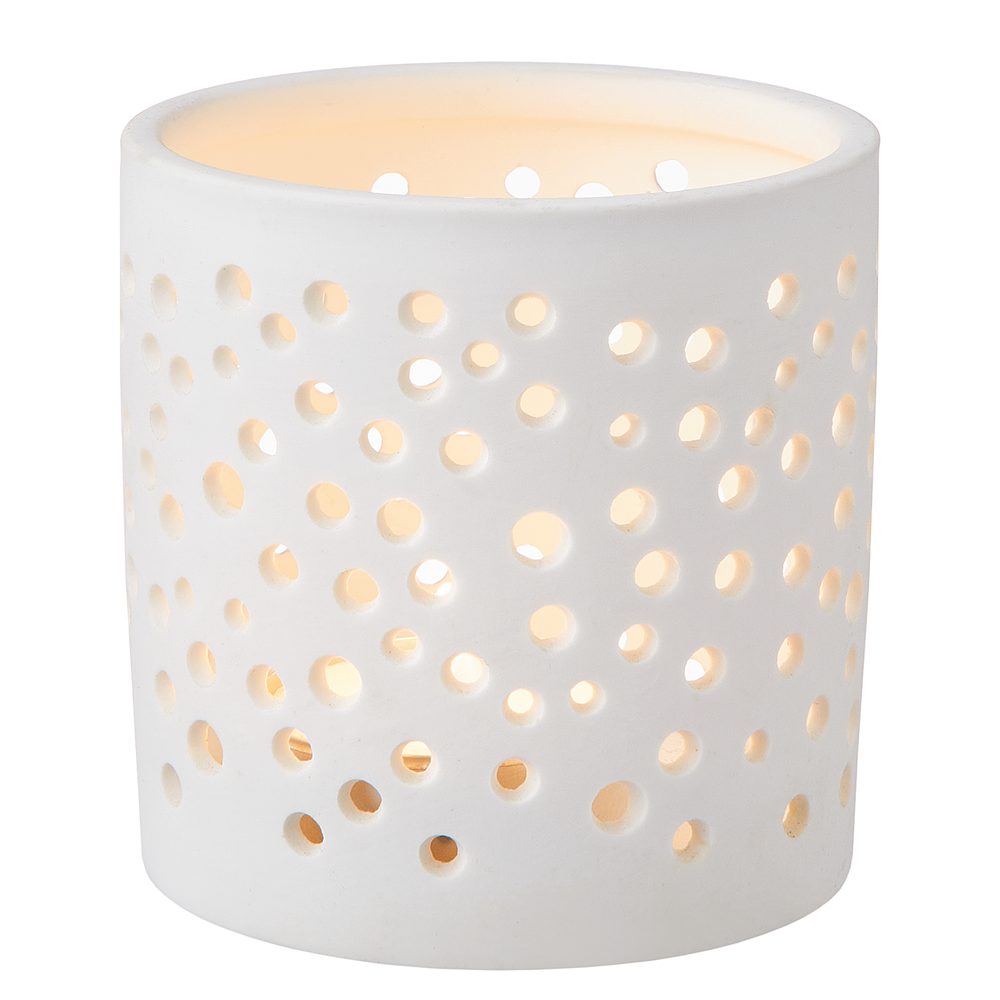 WHITE CHRISTMAS Svícen na čajovou svíčku kruhy 7 cm