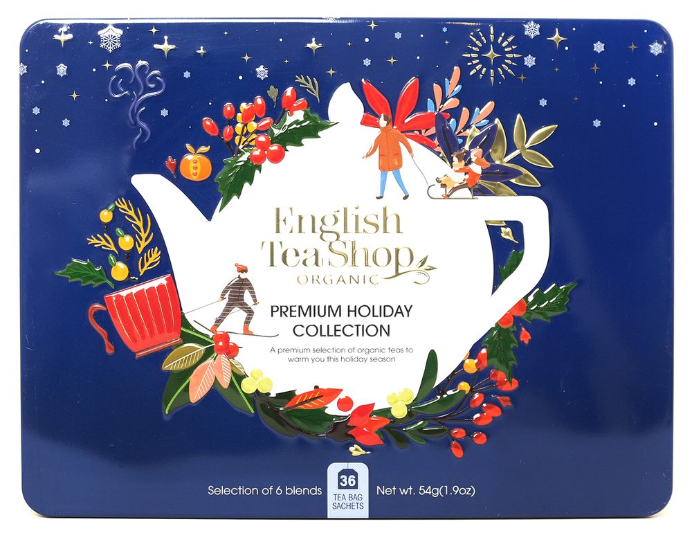 ENGLISH TEA SHOP Dárková čajová kazeta "Premium holiday collection" 36 ks - modrá