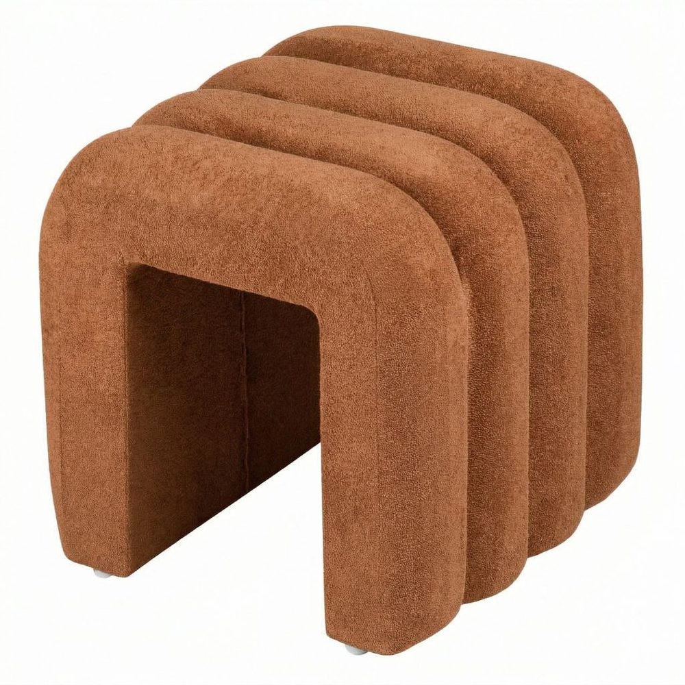 CHENILLE Taburet plyšový 40 cm - terakota