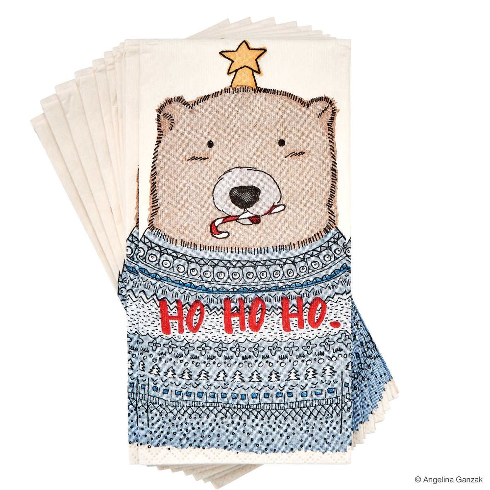 X-MAS Papírové kapesníky medvěd s hvězdou 10 ks