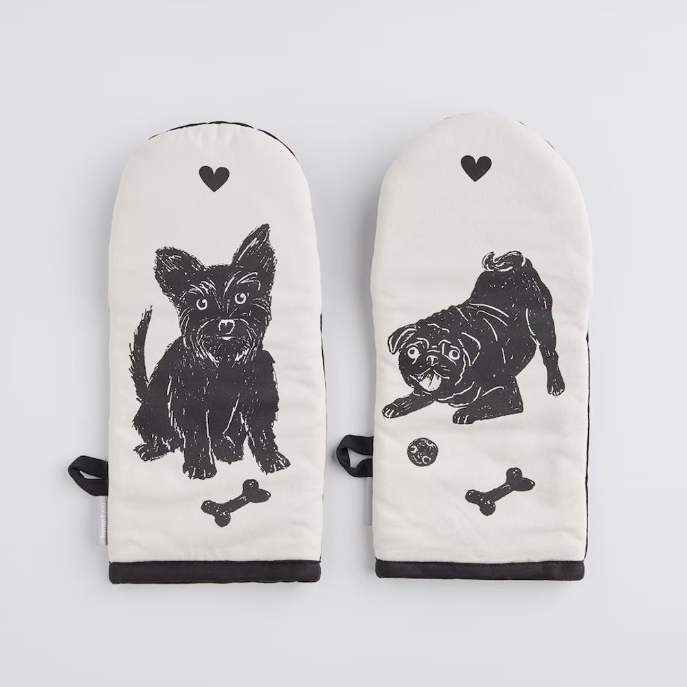 HOME & YOU Sada chňapek pes 2 ks - černá/béžová