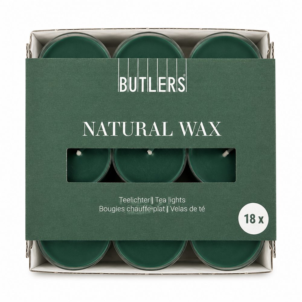 NATURAL WAX Čajové svíčky 18 ks - tm. zelená