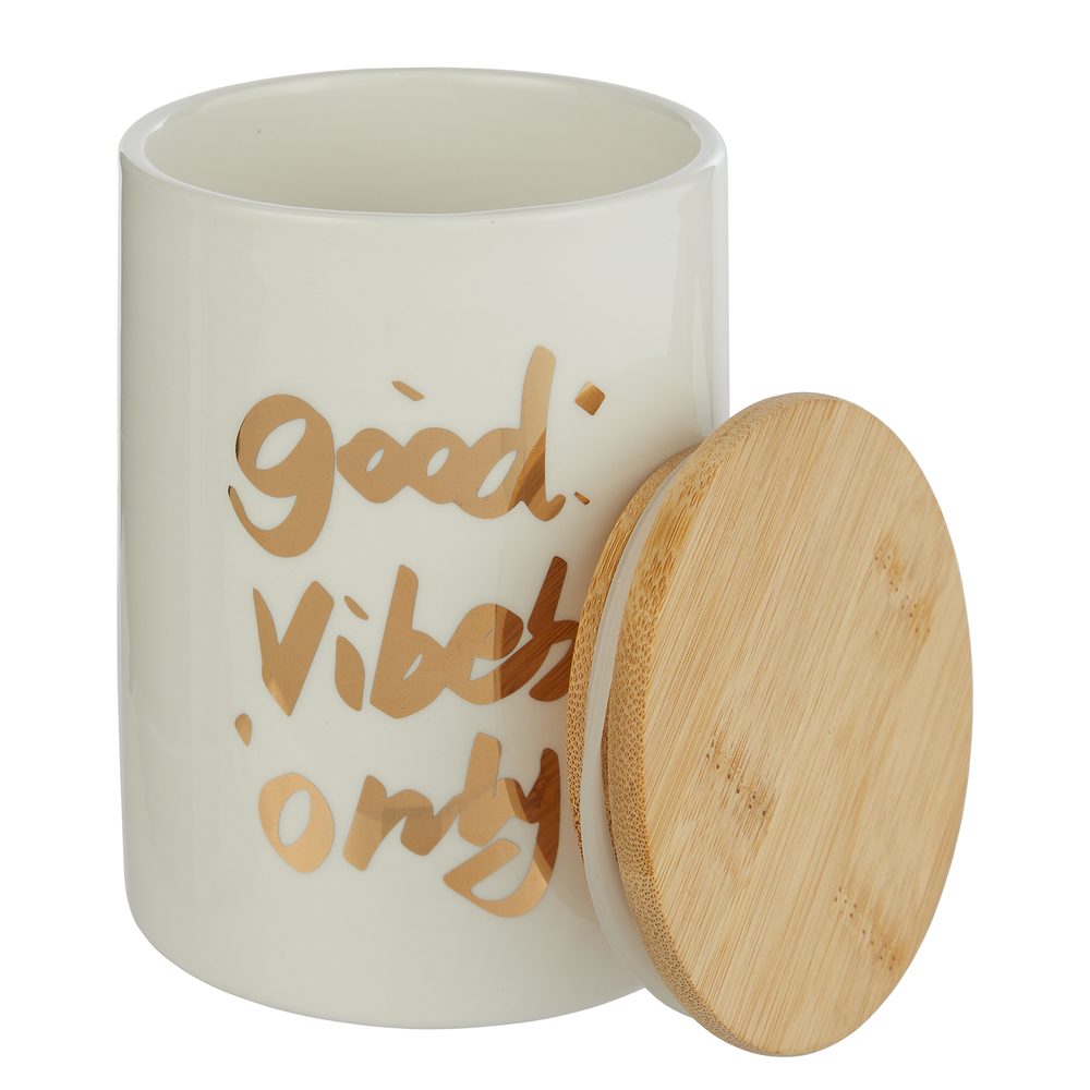 QUEEN IT Dóza s nápisem Good vibes 14 cm - bílá (obrázek 5)
