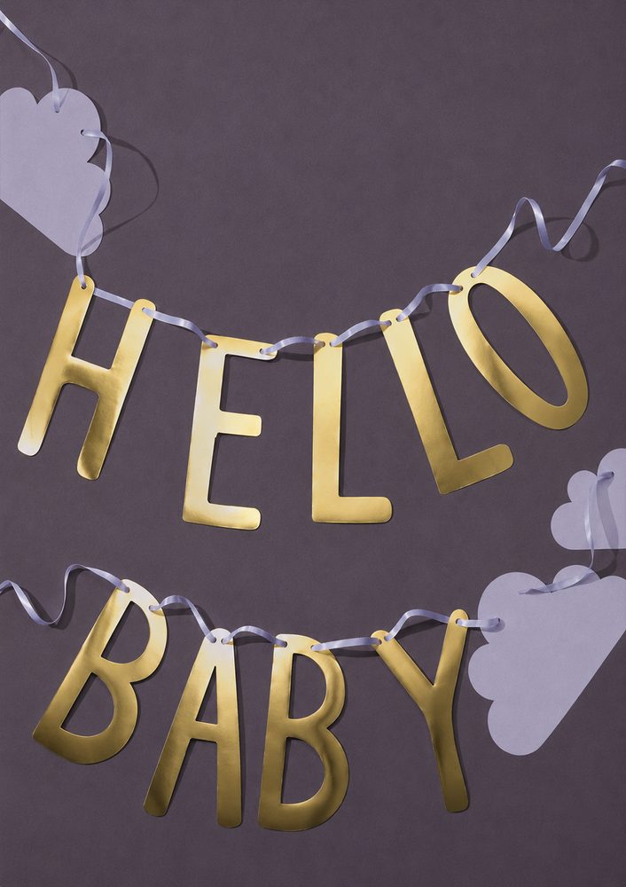 HELLO BABY Girlanda 2 m - zlatá