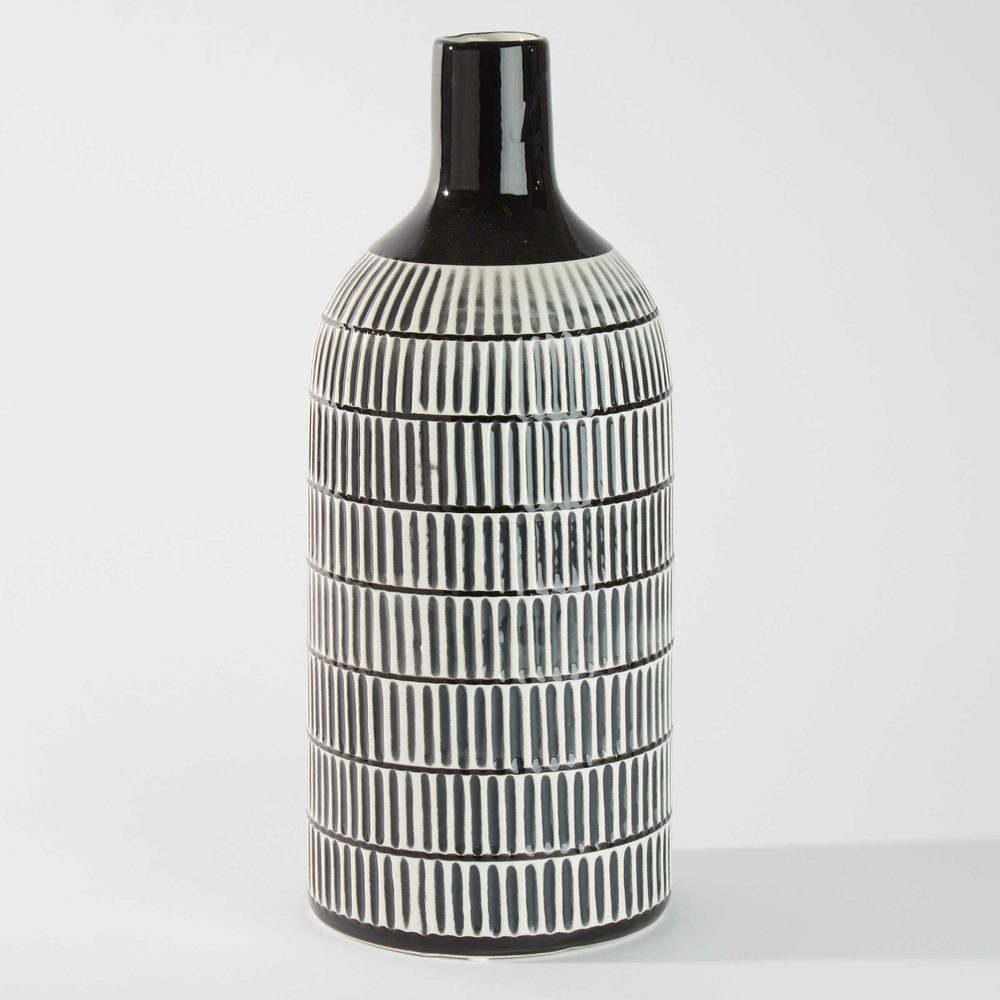 MALOU Keramická váza 35 cm - černá/bílá