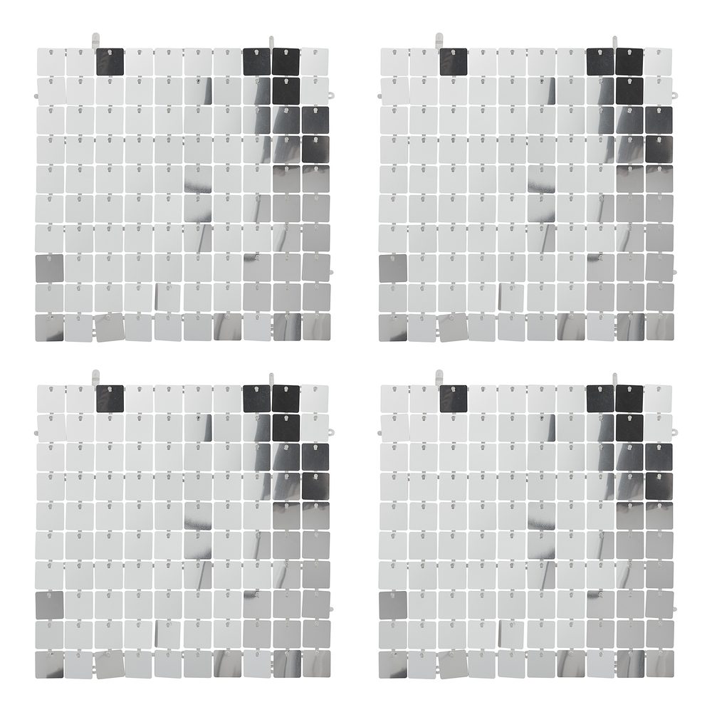 Fotografie DISCO Nástěnná dekorace 30 x 30 cm 4 ks - stříbrná