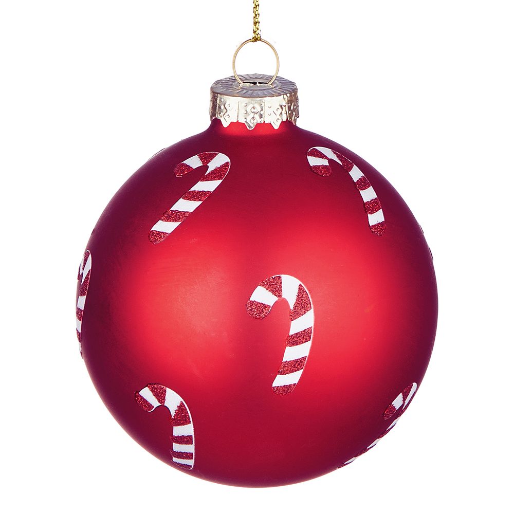 HANG ON Skleněná ozdoba Candy Cane 8 cm - červená
