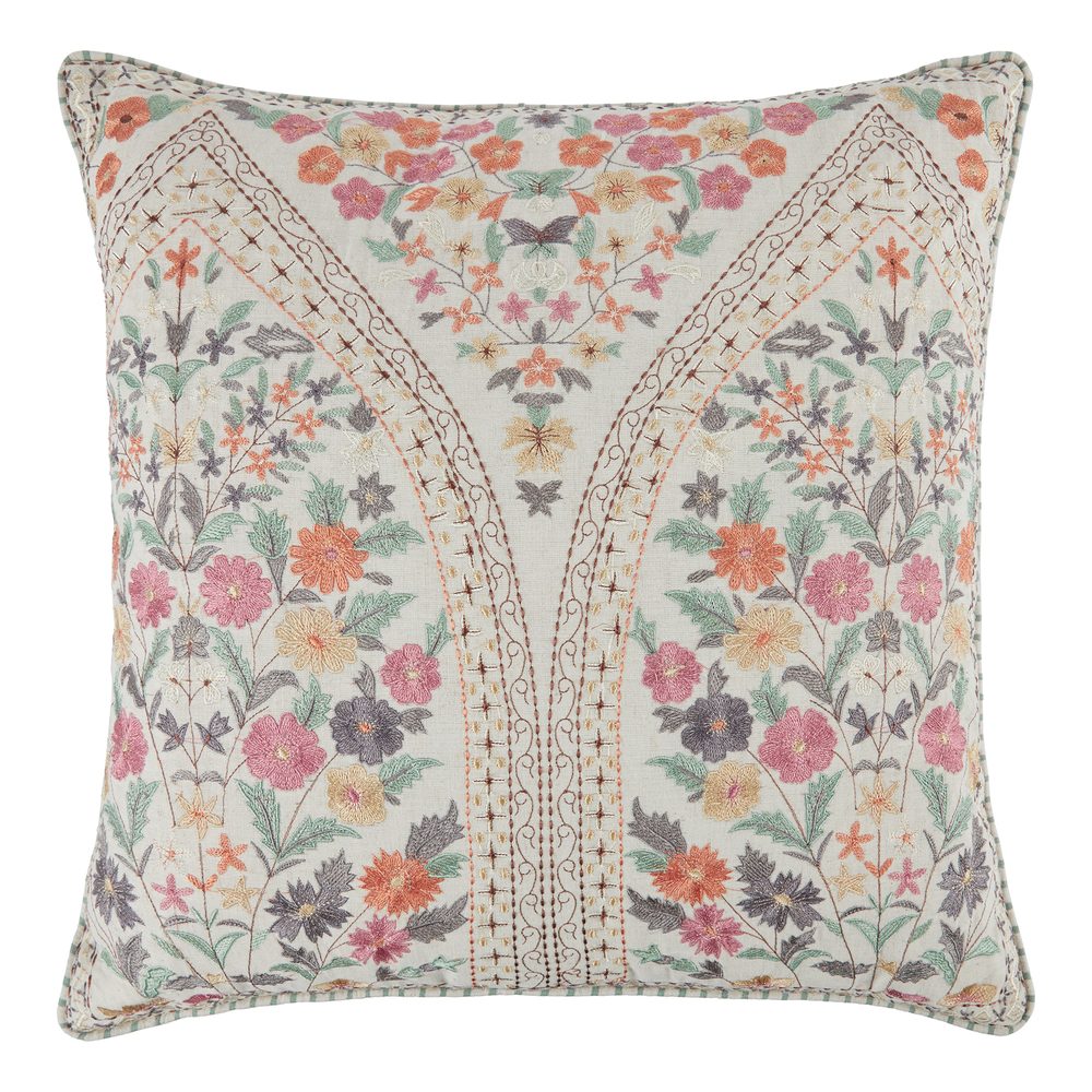 BOHEMIAN Polštář květiny 50 x 50 cm - přírodní